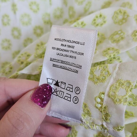 Modcloth Darling for the Prairie Peplum Tank Top White Green Floral Plus Size 2x - Picture 7 of 9